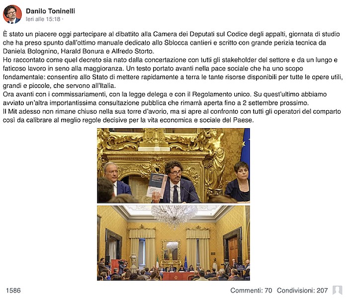 posto toninelli sblocca cantieri
