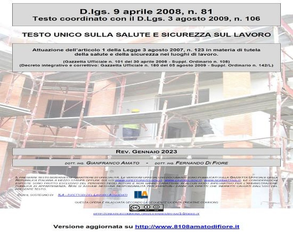 Testo unico salute e sicurezza sul lavoro, pubblicata l'ultima edizione